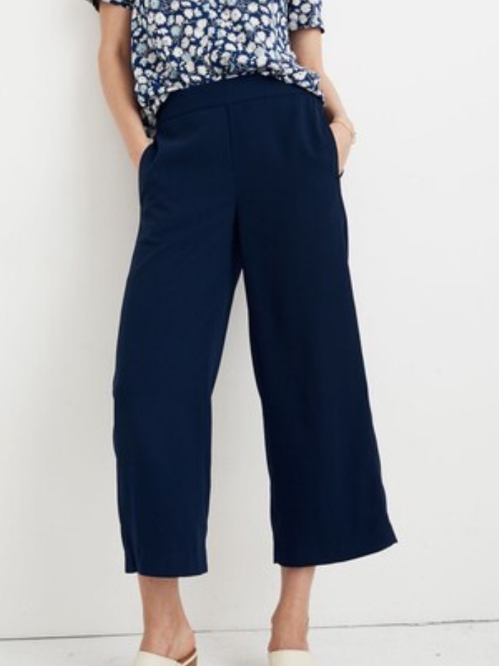 Madewell Navy Huston Pull On Crop Trousers
